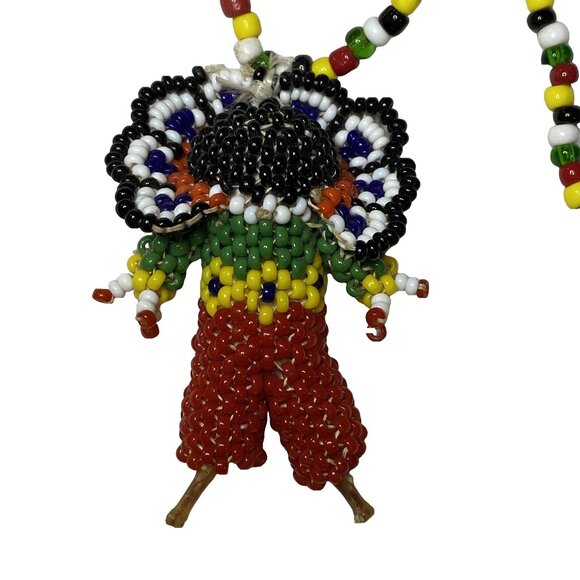 1970s Zuni Beaded Kachina Necklace Southwestern Vintage Art - Picture 4 of 14